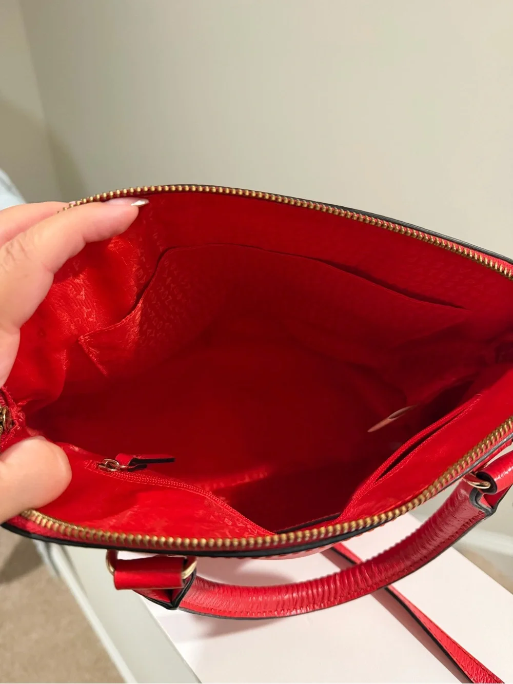 kate spade Red Pebbled Leather Dome Satchel with Crossbody Strap